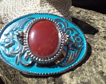 Gorgeous Unique Western Belt Buckle Mounted with Stone Cabochon Detailed