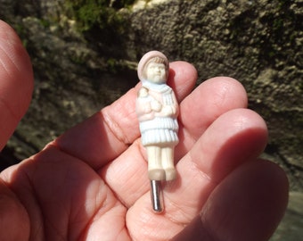Classic Vintage Tiny Porcelain Doll Hat Pin/Stick Pin