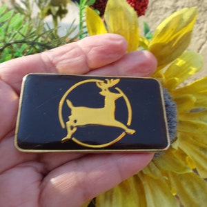 Vintage Rare Collectible John Deere Gold Logo On Black Solid Brass Belt Buckle
