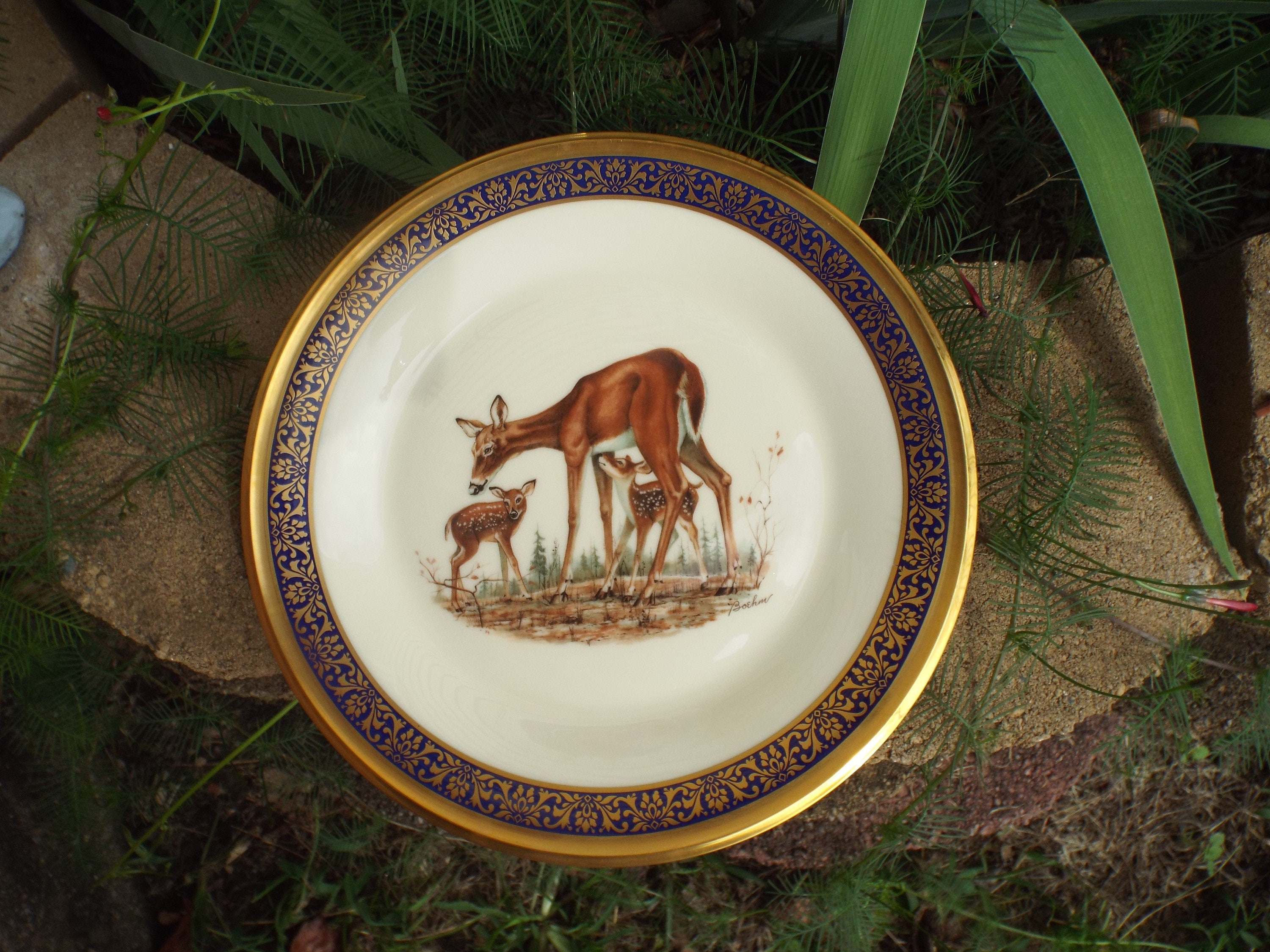 LENOX Collector Plate By BOEHM Whitetail Deer Woodland Etsy