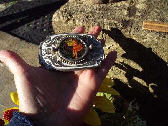 Classic vintage Square Dancing Belt Buckle - image 3