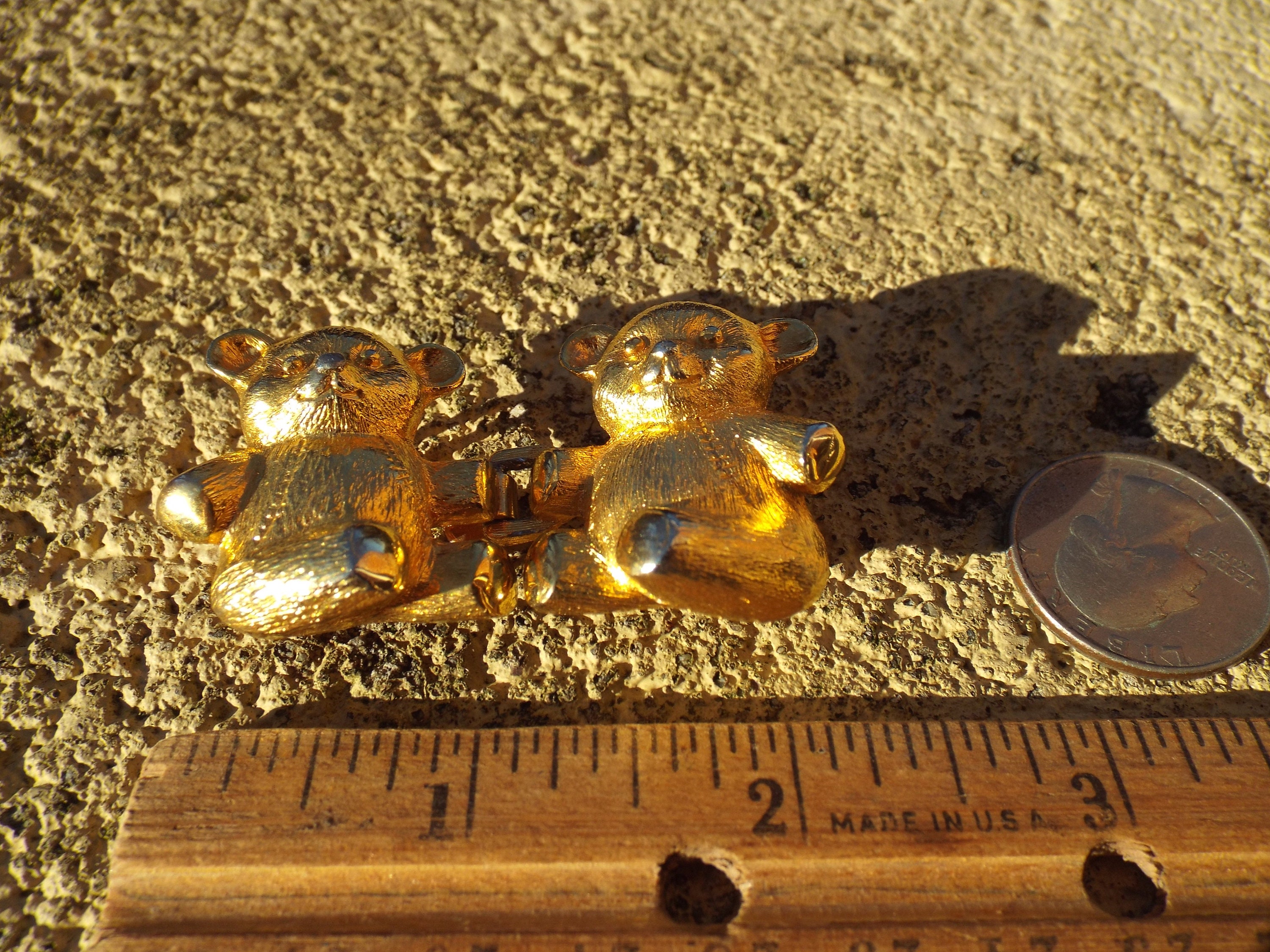 Cool Vintage DOTTY SMITH Gold Tone BEARS Belt Buckle- 2 