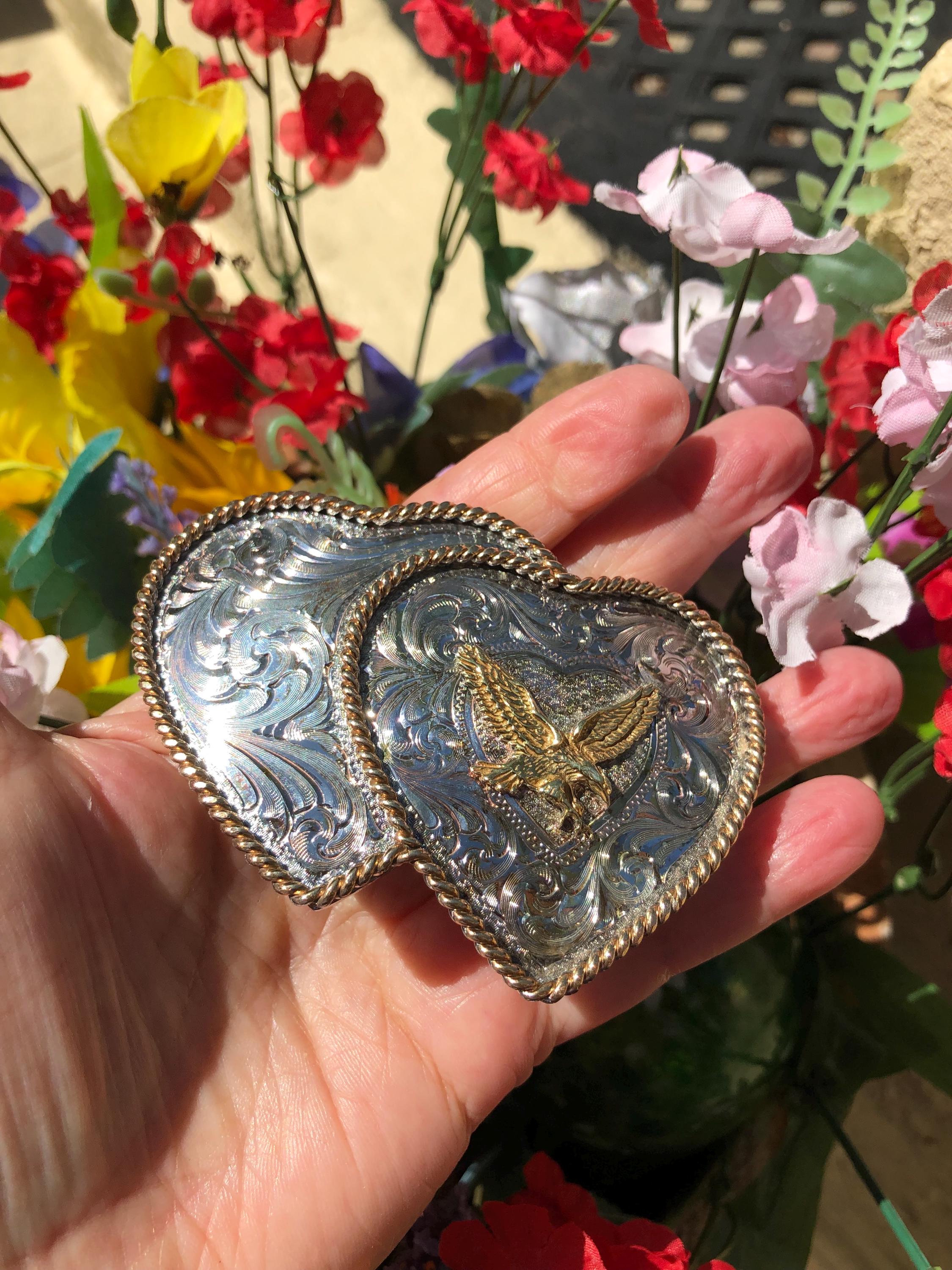 Vintage Roped Engraved Western Ladies Montana Silversmiths  display picture 3