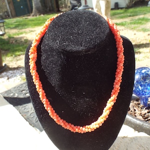 Vintage Genuine Natural Pink Twisted 3 Strand Angel Skin Coral Bead necklace 17&quot;