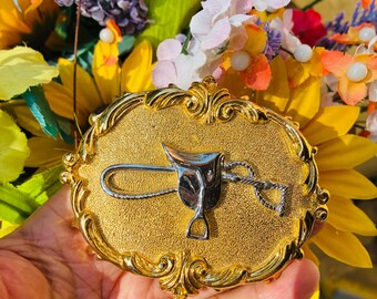 Diablo Sterling Silver Western Buckle
Engraved Flowers & Plumes
Rockabilly Vtg diablo sterling silver - Gem main image 2