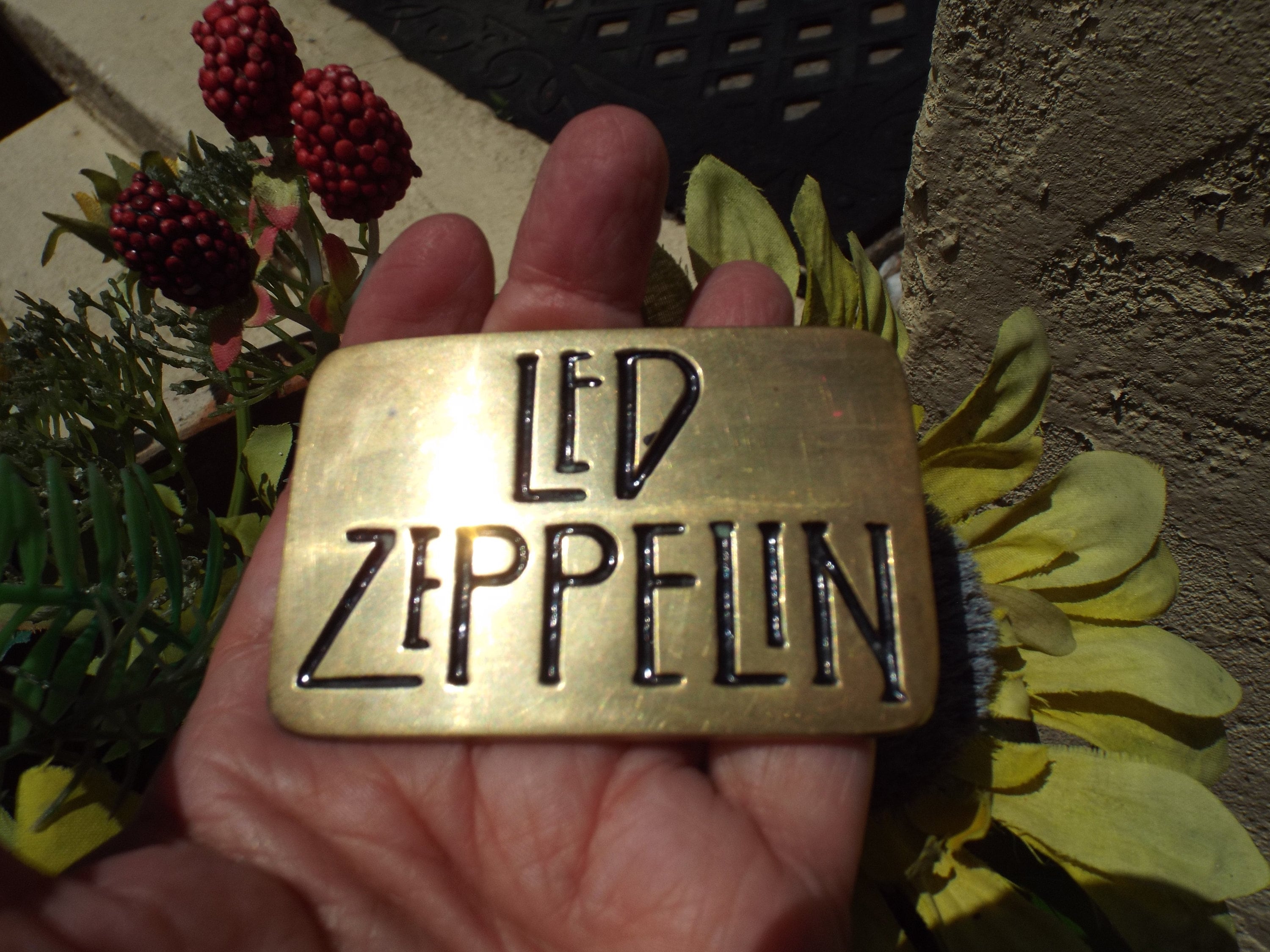 Hard to Find Vintage 1980s Baron Solid Brass LED ZEPPELIN Belt