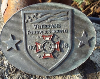 Classic Vintage Siskiyou Veterans Forever Serving 07-08 Pewter Belt Buckle Limited Edition 300 of 600