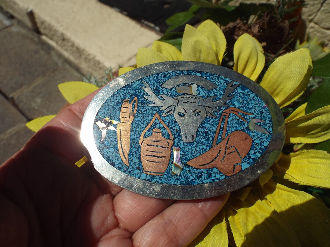Vintage Southwestern Mexico Belt Buckle 1 1/2 main image 4