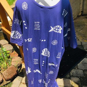 m mac cotton dresses M.Mac Black Maxi Dress Womens Size Medium Short Sleeve Rock Fish Dress Cotton