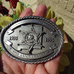 Classic Vintage New Mexico Sheriffs and Police Association 60th Anniversary 1935-1995 belt buckle
