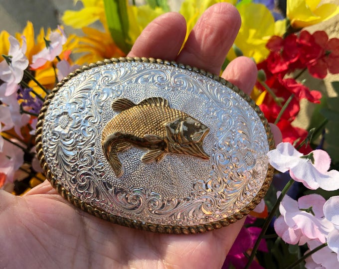 Classic Vintage Crumrine Big Mouth Bass Fish Belt Buckle-el Arturo ...