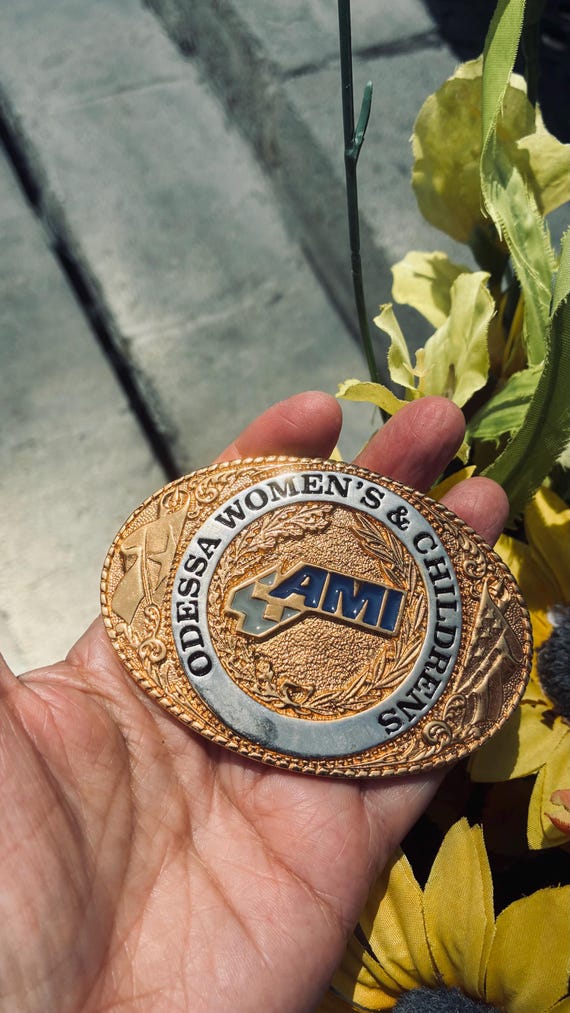 Custom Solid Brass Odessa Women’s And Children’s AMI Texas Belt Buckle 1987 TL&B Limited Edition 72 Old New Stock