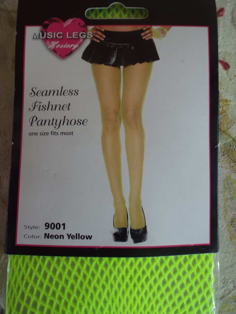 Electric Hot Neon Yellow Fishnet Pantyhose