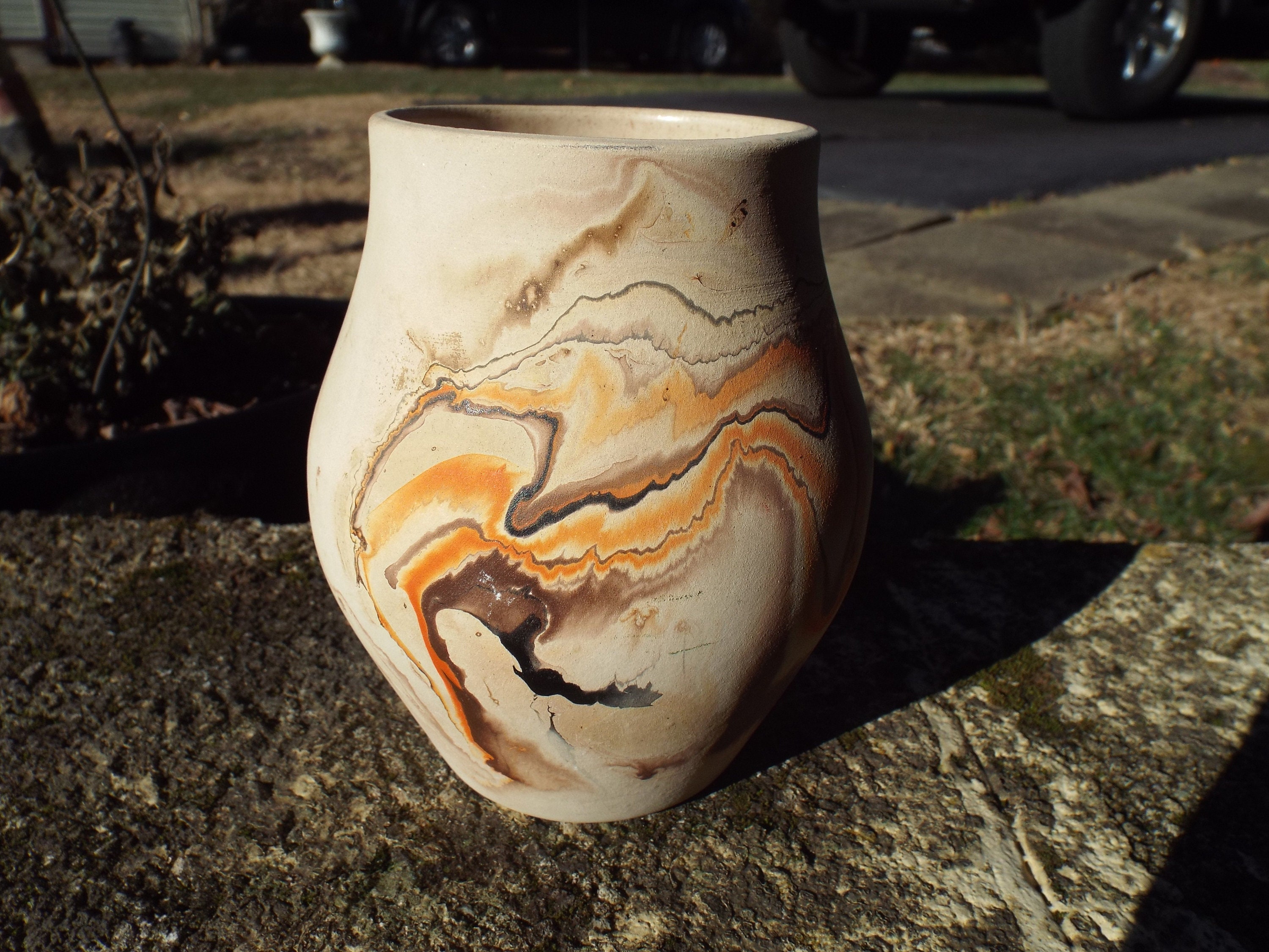 Nemadji Pottery Vintage Hand Made Clay Vase- Made in the Usa