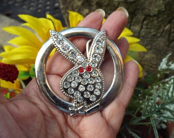 Silver Playboy Crystal Bunny Buckle Vintage Spinning PLAYBOY Bunny Rhinestone Belt Buckle | eBay main image 2