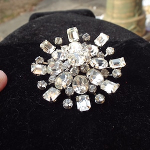 Early Hollywood Style...Bold Prong Set Rhinestone Brooch 1940-Gorgeous