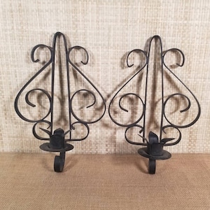Schwarze Lotus Wandlampen aus Schmiedeeisen - 2er Set