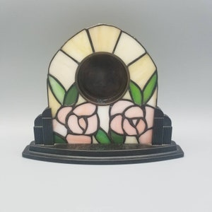 Genuine Stain Glass Roses Mantel Clock - No Clock