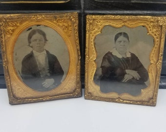 Sixth Plate Tintype Metal Daguerreotype Photo Portraits
