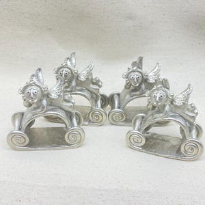 Carney Pewter Unique Flying Creature Napkin Ring - Set of 4 Rings