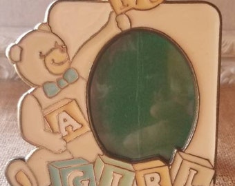 Vintage It&#39;s A Girl Teddy Bear Nursery Metal Picture Frame