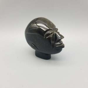 Hand Carved Obsidian Onyx Stone Bust Paper Weight
