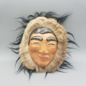 Inuit Alaska Eskimo Gesicht Wandbehang Signiert Mary Lou