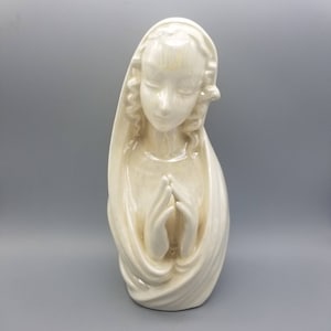 Iridescent Cream Ceramic Praying Madonna