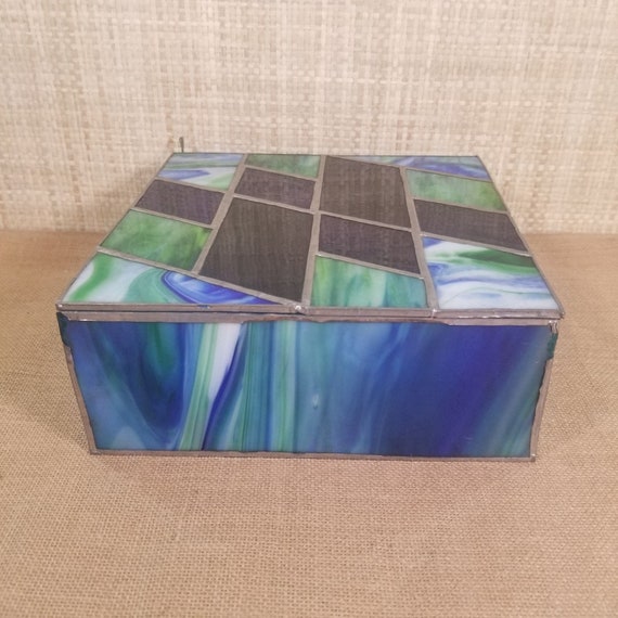 Slag Glass & Stained Glass Jewelry Box