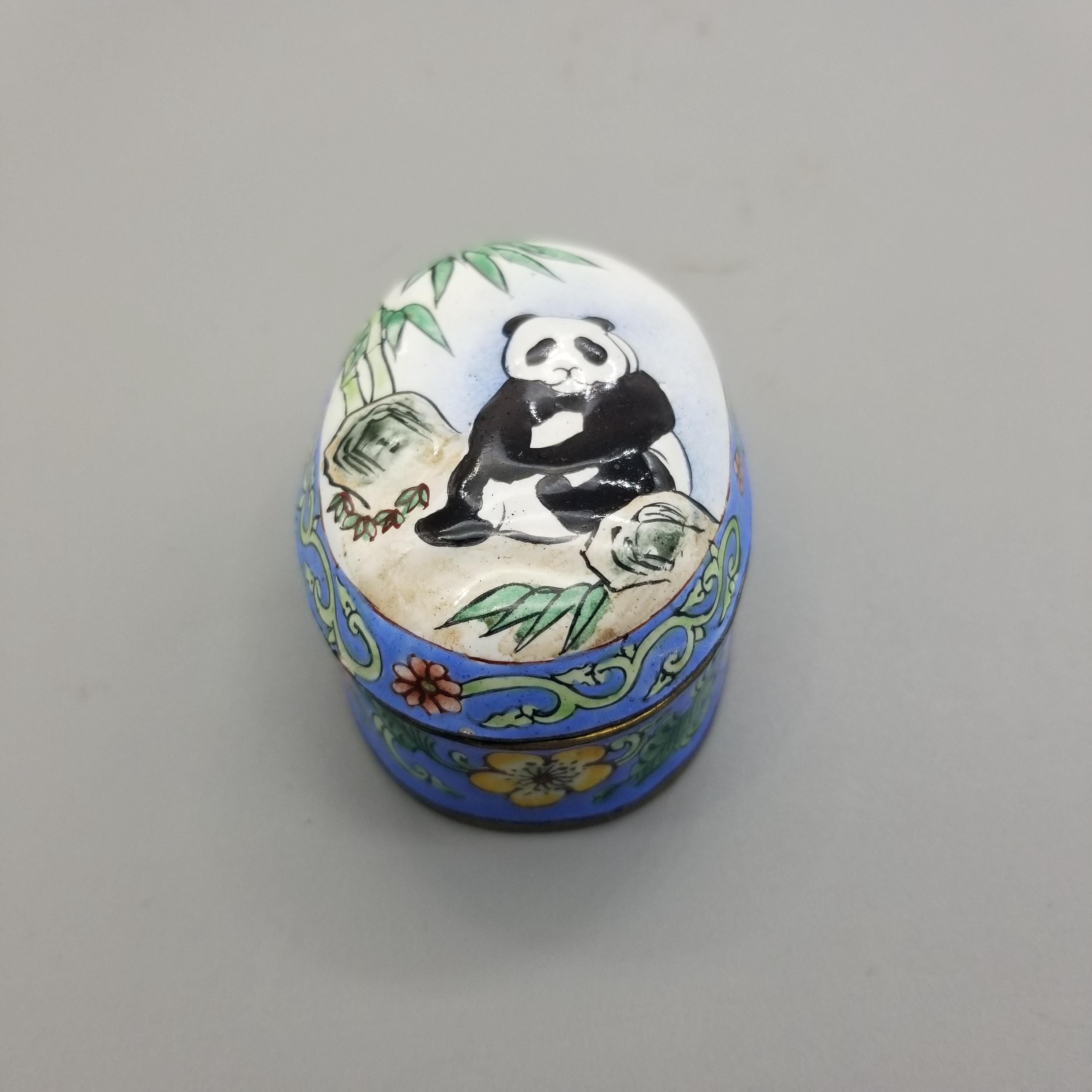 Panda Trinket Box - Etsy Ceramic Panda Trinket Boxes Set with Heart Shaped Box main image 0