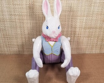 Paper Mache Easter Folk Art Bunny Rabbit