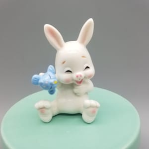 Small Bunny and Bird Figurine
