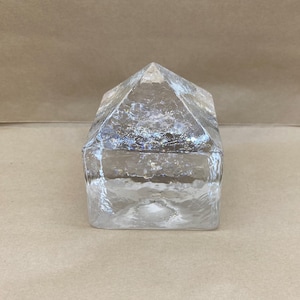 Square Pyramid Glass Paperweight Signed