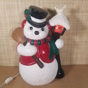 1991 Weihnachten Keramik Frosty The Snowman Lights Up