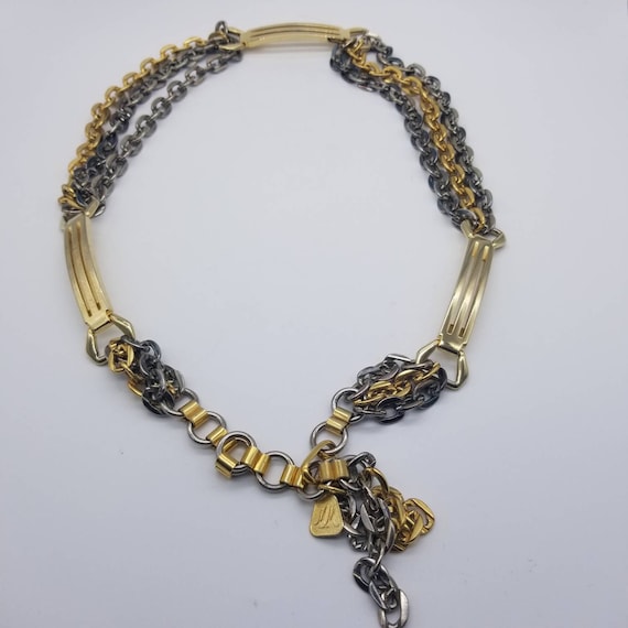 Designer Morris Moskowitz MM Two Tone Chain Belt With Signed  display picture 1