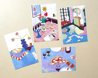 A5 Prints I Set of 4 Interior & Still Life Illustrations