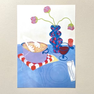 Poster A3 Spaghetti Art Print Illustration