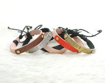 personalized leather bracelet etsy