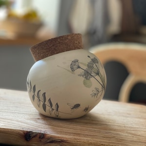 Salt Cellar, Salt Pig Salt keeper, ceramic salt pot, botanical