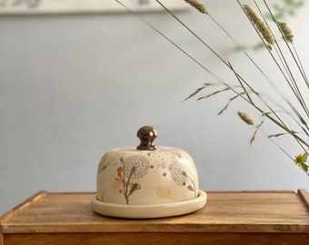 Dandelion Butter dish, Butter keeper, pottery butter dish, floral butter dish, pottery butter keeper