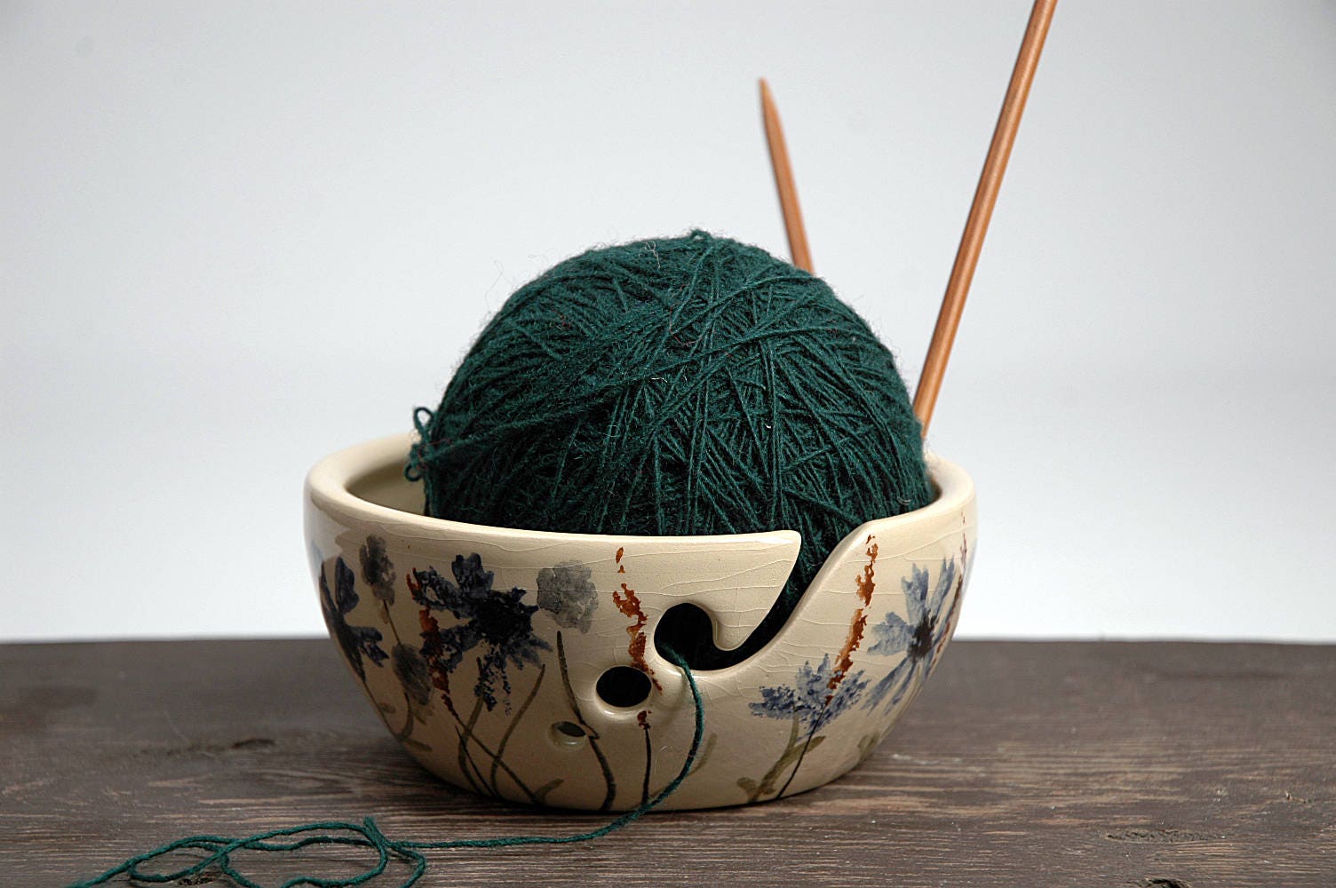 Ceramic Knitting Bowl corn flower Yarn Bowl pottery yarn Etsy