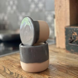 French butter bell, gray butter bell, butter keeper in water