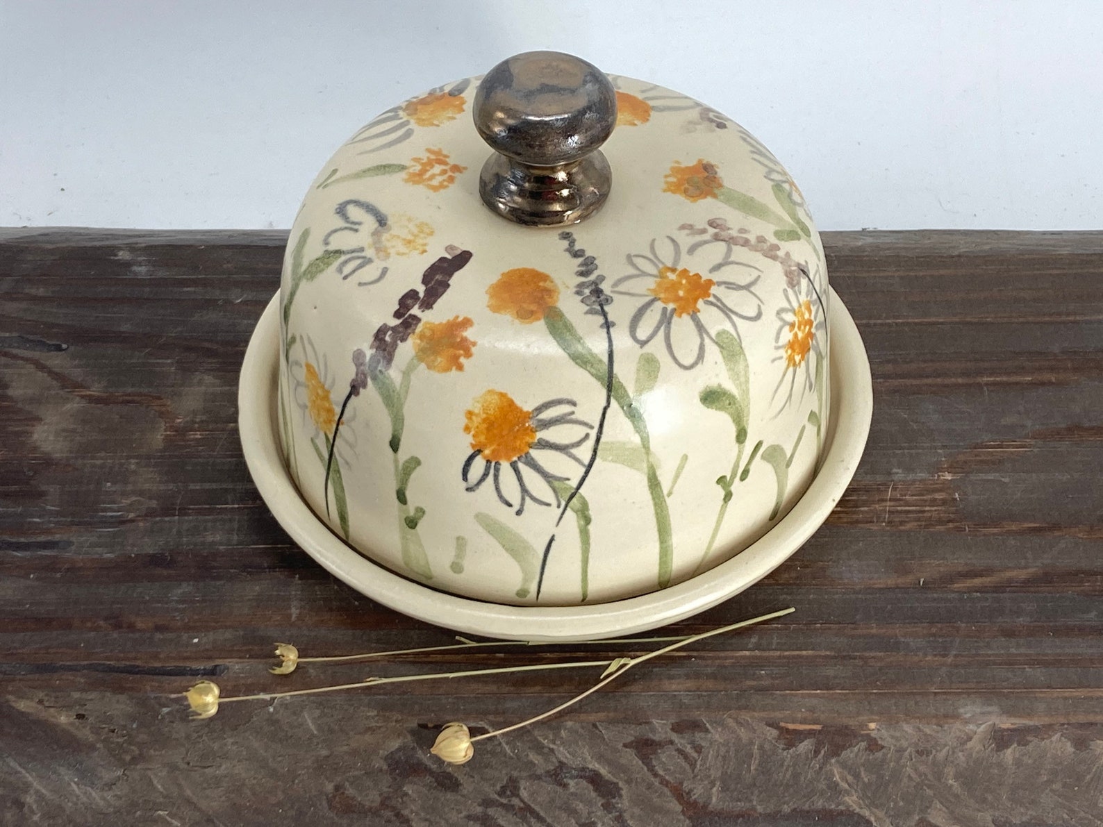 Daisies Butter Dish Daisy Butter Keeper Pottery Butter Dish Etsy