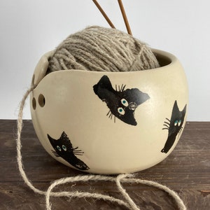 Ceramic Knitting Bowl, cat Yarn Bowl, Yarn bowl, funny yarn bowl, cat lovers image 2