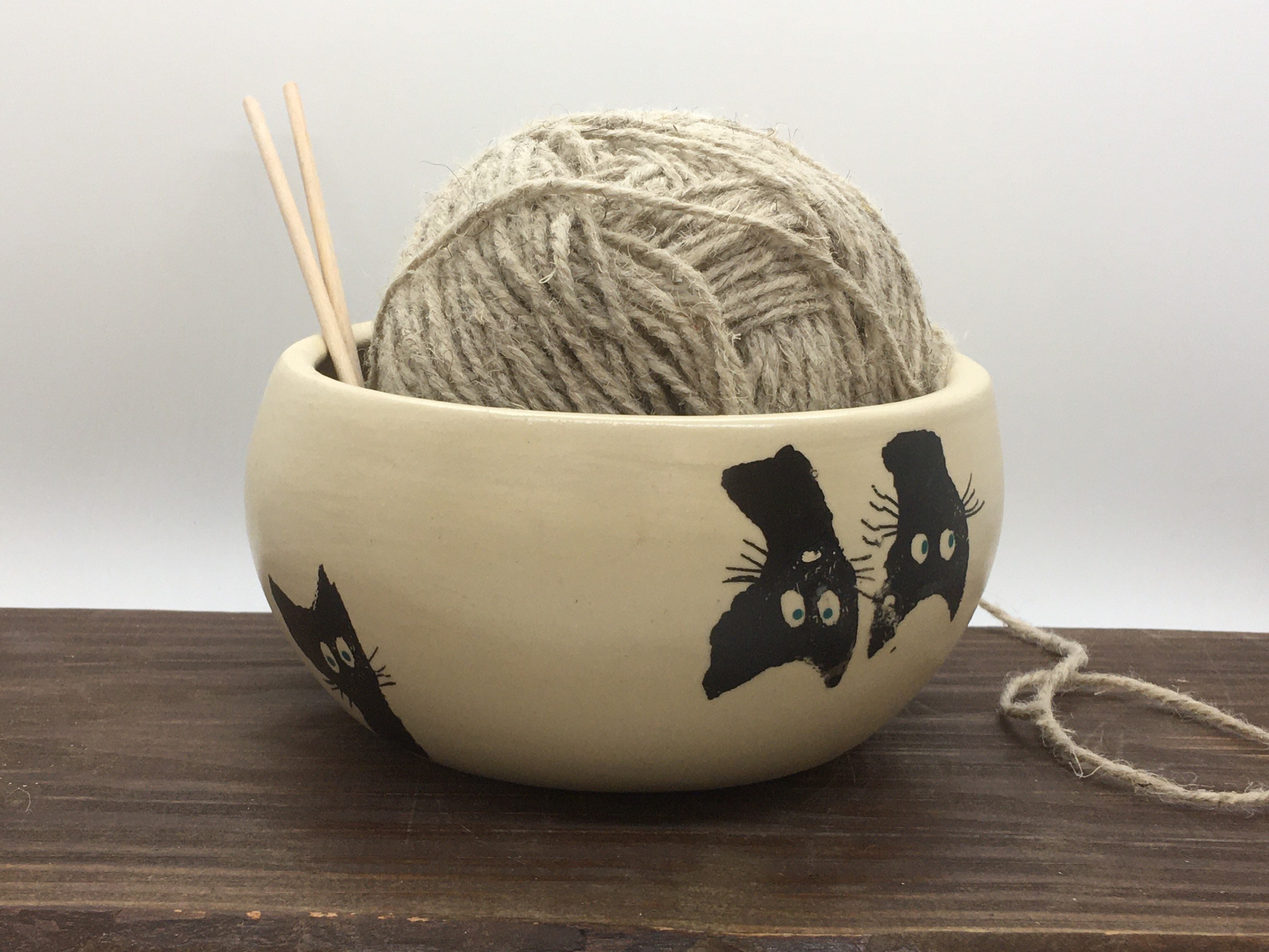 Ceramic Knitting Bowl cat Yarn Bowl Yarn bowl funny yarn Etsy