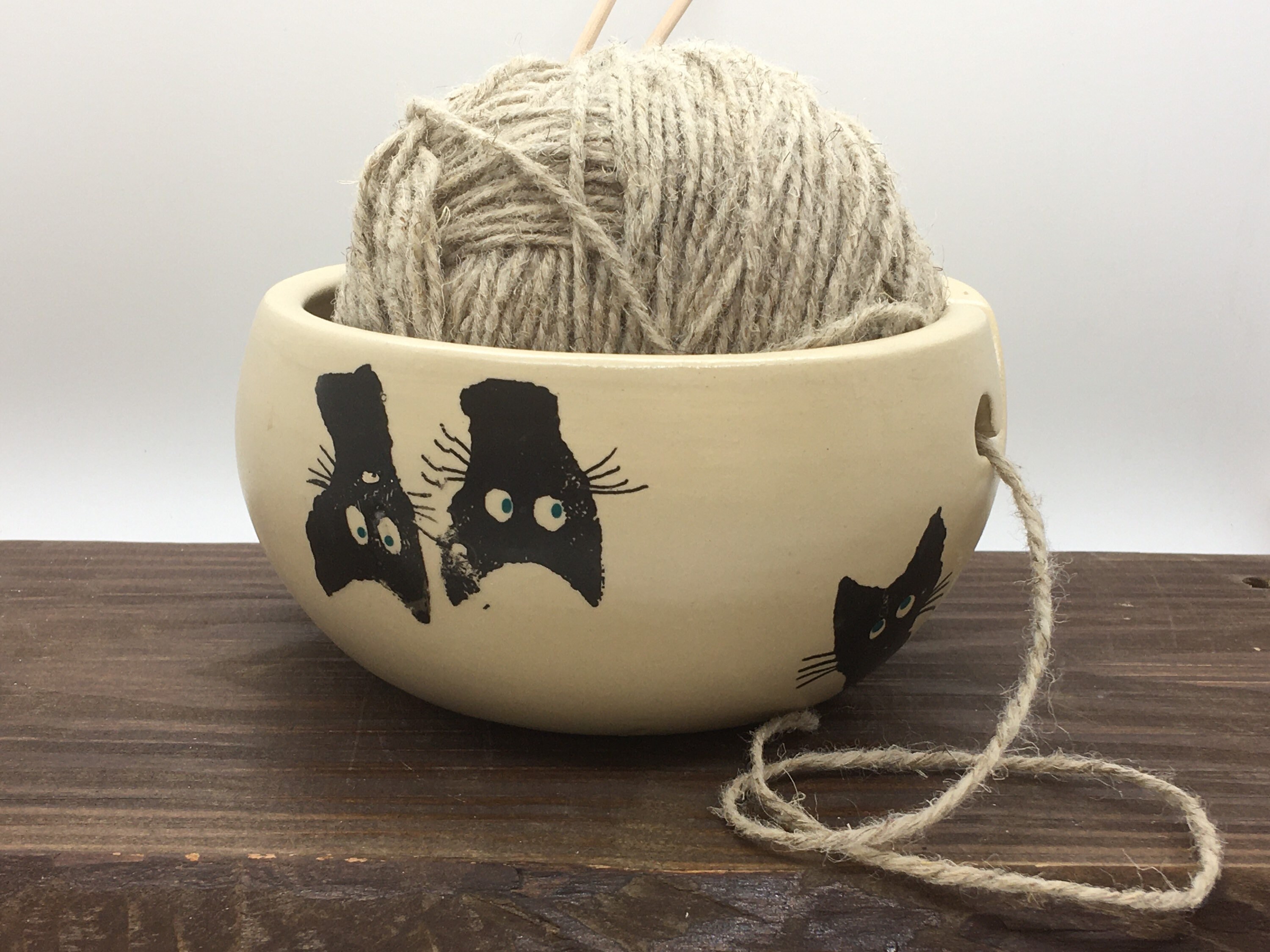 Ceramic Knitting Bowl cat Yarn Bowl Yarn bowl funny yarn Etsy