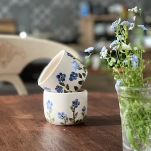 Espresso/coffee tumbler, Espresso cup, Espresso tumbler, forget me not, set of two