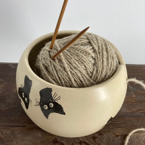 Ceramic Knitting Bowl, cat Yarn Bowl, Yarn bowl, funny yarn bowl, cat lovers image 3