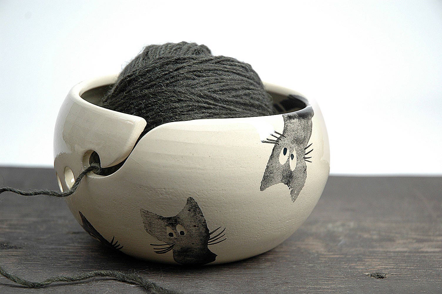 Ceramic Knitting Bowl cat Yarn Bowl Yarn bowl funny yarn Etsy