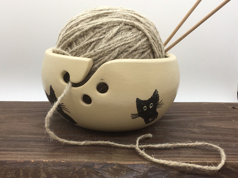 Ceramic Knitting Bowl cat Yarn Bowl Yarn bowl funny yarn Etsy